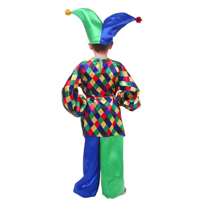 Карнавальный костюм "Клоун Кеша", рубашка, штаны, шапка, бант, р-р 34, рост 134 см 