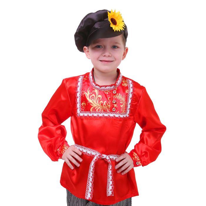 Русский народный костюм "Хохлома" для мальчика, р-р 72, рост 140 см 