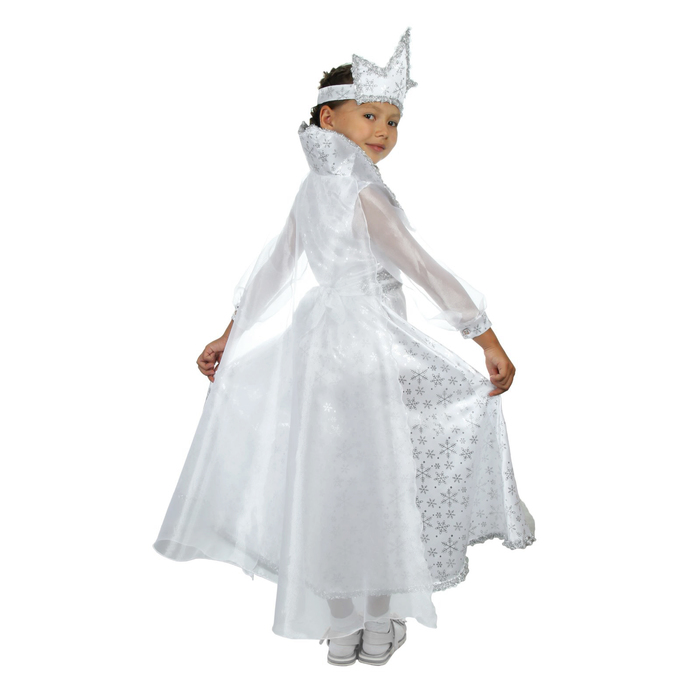 Карнавальный костюм "Снежная королева", платье, корона, р-р 30, рост 110-116 см 