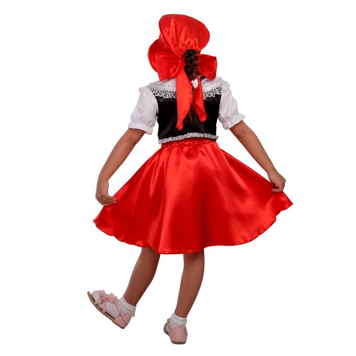 Карнавальный костюм "Красная Шапочка", блузка, юбка, шапка, р. 34, рост 134 см 
