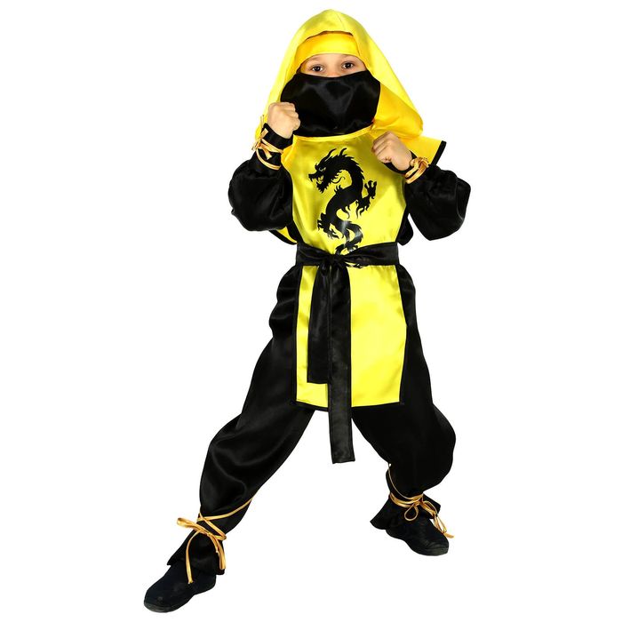 Карнавальный костюм "Ниндзя: Чёрный дракон", р-р 32, рост 128 см, цвет жёлтый 