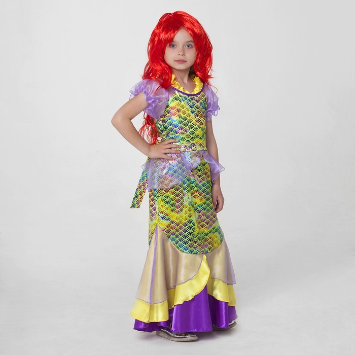 Карнавальный костюм "Русалка", платье, пояс, парик, р-р 28, рост 98-104 см 