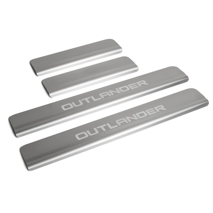 Накладки на пороги Rival для Mitsubishi Outlander III рестайлинг 2015-н.в., нерж. сталь, с надписью, 4 шт., NP.4006.3 