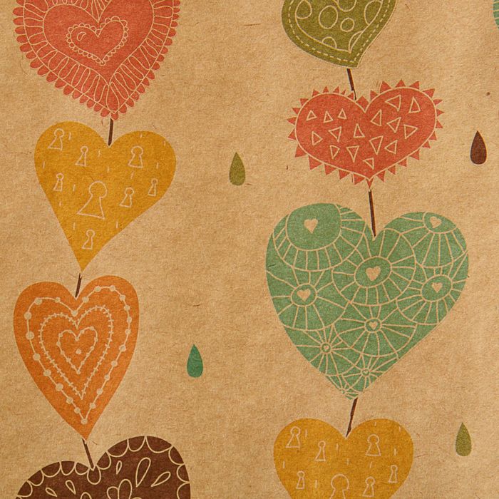 Набор бумаги упаковочной крафт "Сердца пряди"  50 х 70 см, 10 листов 