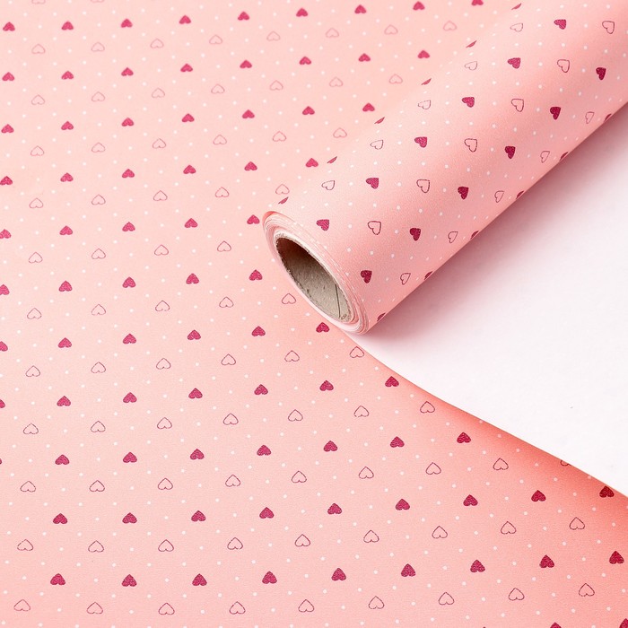 Бумага упаковочная перламутровая "Влюбленность", розовый, 0,53 х 10 м 