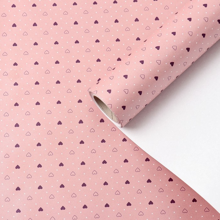 Бумага упаковочная перламутровая "Влюбленность", дымчато розовый, 0,53 х 10 м 