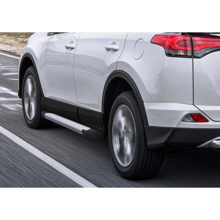 Пороги алюминиевые "Silver" Rival для Toyota Rav4 IV (CA40) рестайлинг 2015-н.в., 173 см, 2 шт., F173AL.5705.4 
