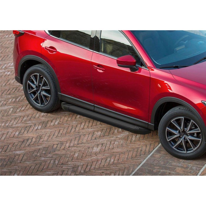 Пороги алюминиевые "Black" Rival для Mazda CX-5 II 2017-н.в., 173 см, 2 шт., F173ALB.3802.1 