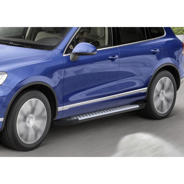 Пороги алюминиевые "Bmw-Style круги" Rival для Volkswagen Touareg II 2010-2018, 193 см, 2 шт., D193AL.5801.3 
