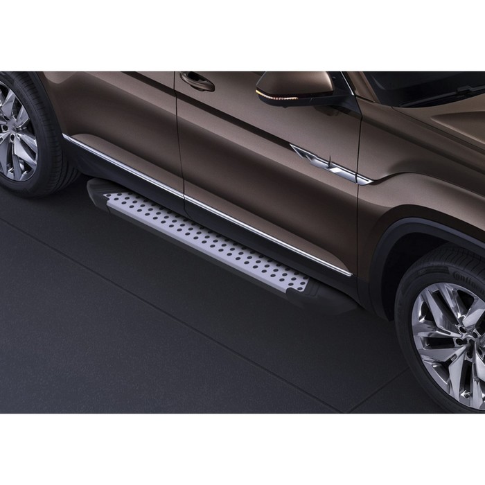 Пороги алюминиевые "Bmw-Style круги" Rival для Volkswagen Teramont 2018-н.в., 193 см, 2 шт., D193AL.5805.1 