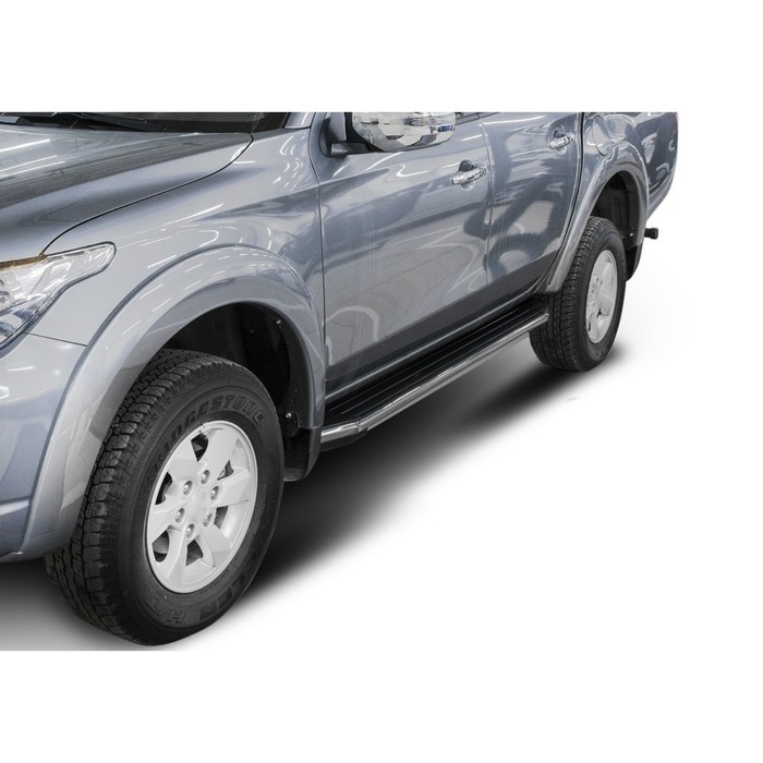 Пороги алюминиевые "Premium" Rival для Mitsubishi L200 IV, V 2006-2015 2015-2019 2019-н.в., 193 см, 2 шт., A193ALP.4003.1 
