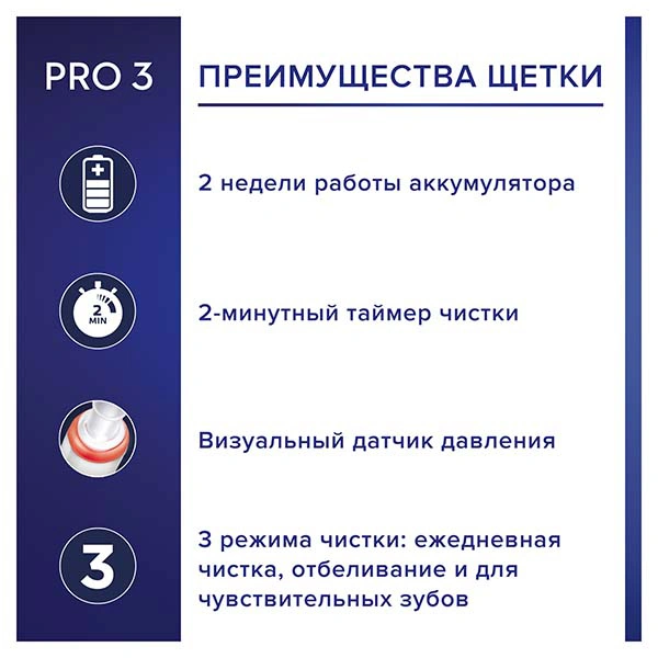 Электрическая зубная щётка Oral-B Pro 3 3500 с визуальным датчиком давления Black - фото 3