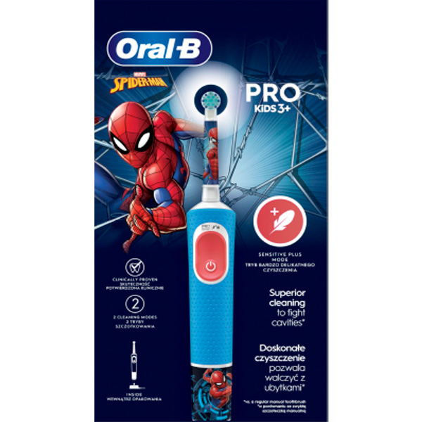 Детская электрическая зубная щетка Oral-B Vitality Pro Kids "Человек-Паук"