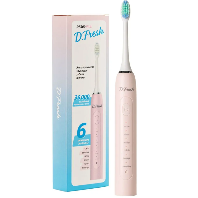Электрическая звуковая зубная щетка D.Fresh DF500 Розовая
