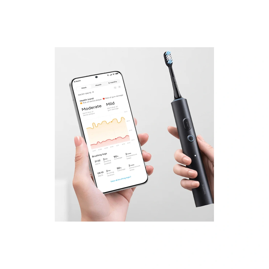 Умная зубная электрощетка Xiaomi Smart Electric Toothbrush T501 Темно-серый  - фото 3