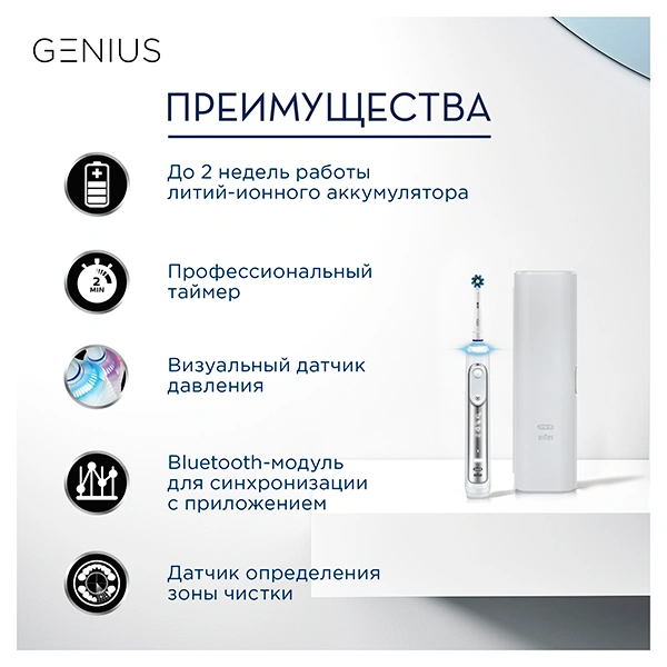 Электрическая зубная щетка Braun Oral-B Genius 8000 White  (D701.535/515.5XC/тип 3757) - фото 3