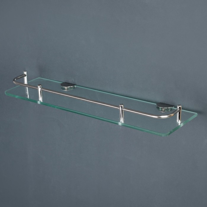 Полка для ванной комнаты 40×12×6 см, нержавеющая сталь, стекло 