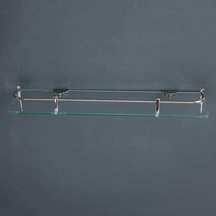 Полка для ванной комнаты 40×12×6 см, нержавеющая сталь, стекло 