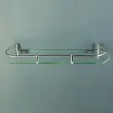 Полка для ванной комнаты, металл, стекло  - фото 2