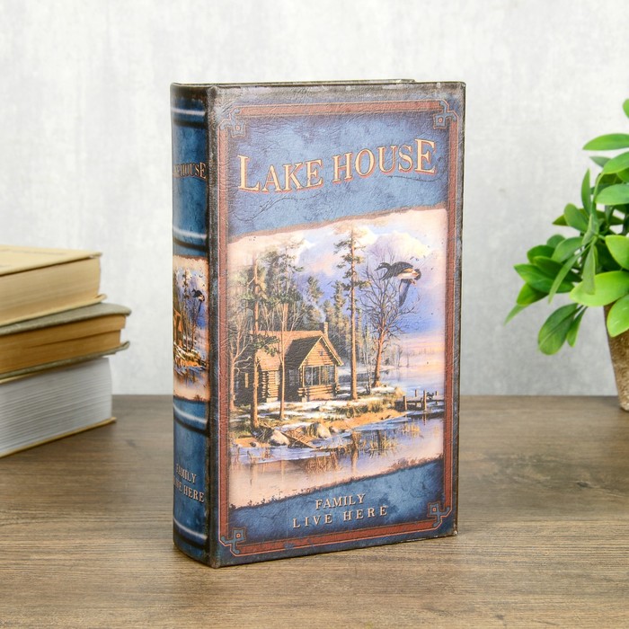 Сейф-книга дерево кожзам "Дом у озера" 21х13х5 см 