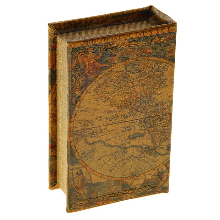 Сейф-книга кожа "Старинные карты мира" 