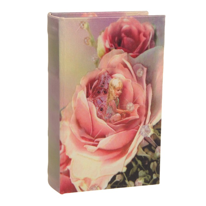 Сейф-книга дерево под шёлк "Маленькая фея в розе" 17х11х5 см 