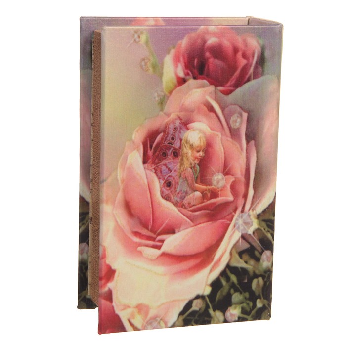 Сейф-книга дерево под шёлк "Маленькая фея в розе" 17х11х5 см 