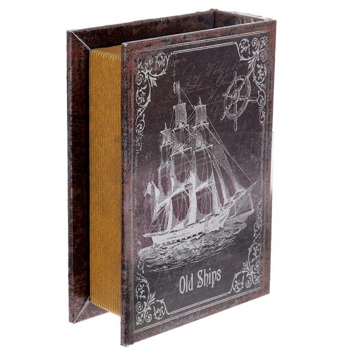 Шкатулка-книга дерево "Странствующий корабль" 16х11х4,5 см 