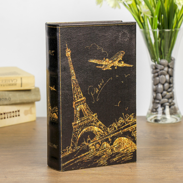 Сейф-книга дерево "Париж. Эйфелева башня. Бабочки" кожзам 21х13х5 см 