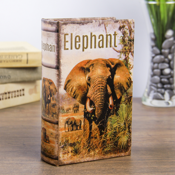 Сейф-книга дерево "Слон в Африке" кожзам 17х11х5 см 