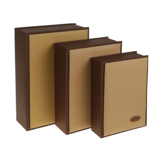 Набор коробок 3 в 1 "Книга", коричневый, 33 х 24 х 10 - 25 х 18 х 7 см 