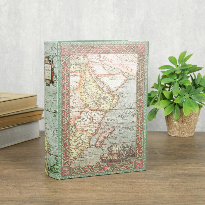 Шкатулка-книга дерево кожзам "Карта старого путешественника" 23х17х6 см 