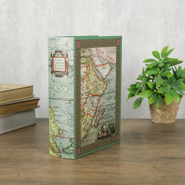 Шкатулка-книга дерево кожзам "Карта старого путешественника" 23х17х6 см 