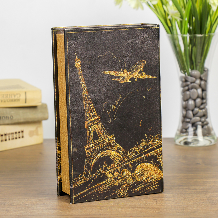 Сейф-книга дерево "Париж. Эйфелева башня. Бабочки" кожзам 21х13х5 см 