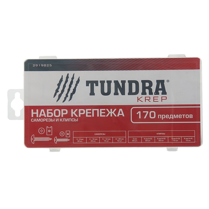 Набор саморезов и клипс TUNDRA krep, 170 предметов 