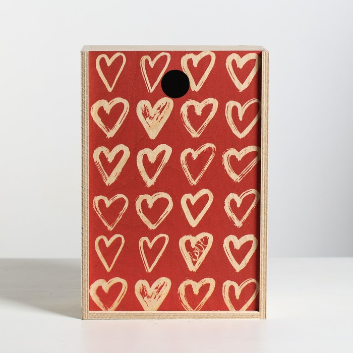 Ящик подарочный деревянный «Сердца», 20 × 30 × 12 см 