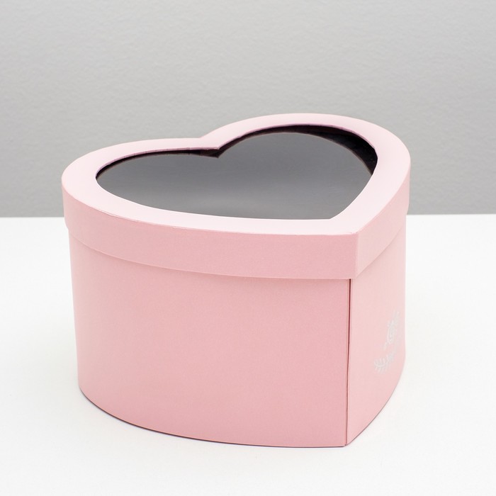 Коробка "Сердце" с окном, розовый, 25 х 22 х 15 см 