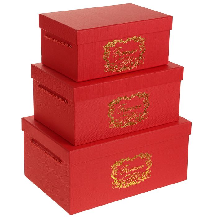 Набор коробок 3 в 1, красный, 32,5 х 22 х 15 - 25 х 16 х 11 см 
