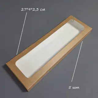 Коробка Box.kz с окном 27x9x2.3см 5шт крафт 