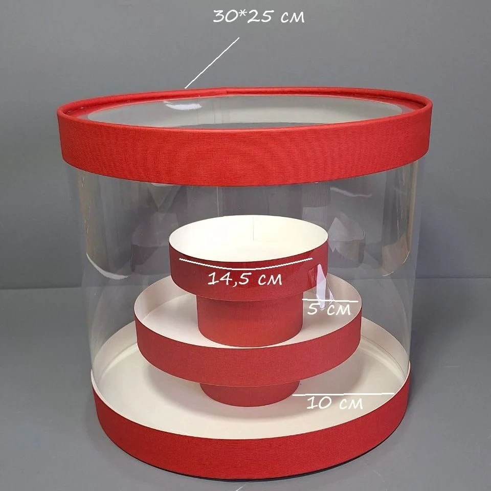 Коробка Box.kz аква-тубус 30х25 см 2 яруса красная 