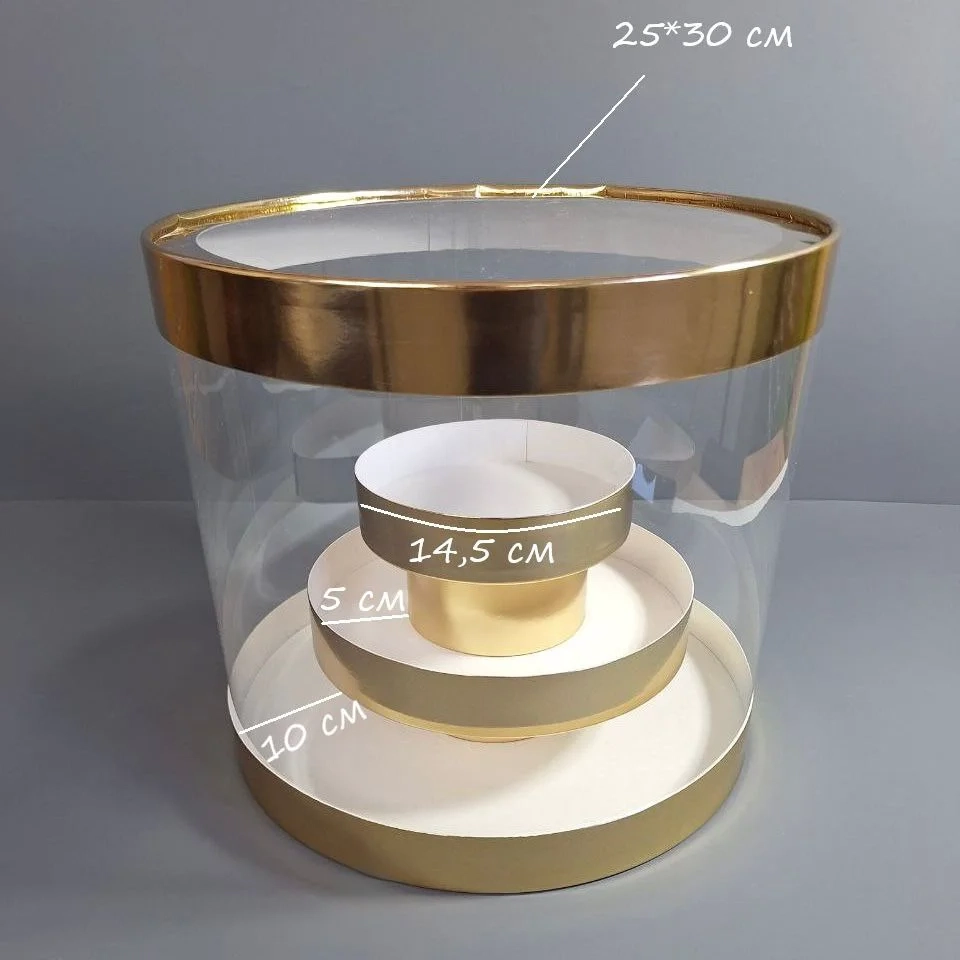 Коробка Box.kz аква-тубус 25х30 см 2 яруса золотая  - фото 3