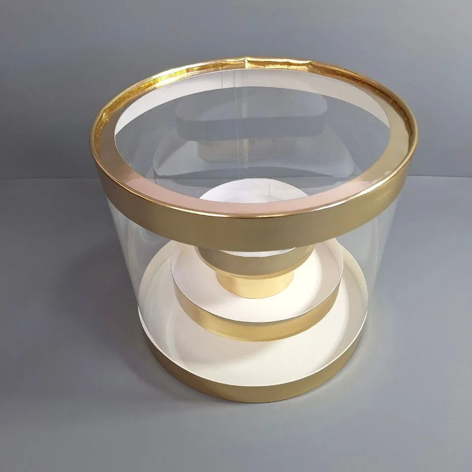 Коробка Box.kz аква-тубус 25х30 см 2 яруса золотая  - фото 6