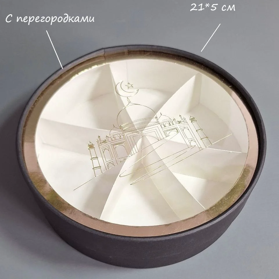 Коробка Box.kz круглая с перегородками 21x5см черная 