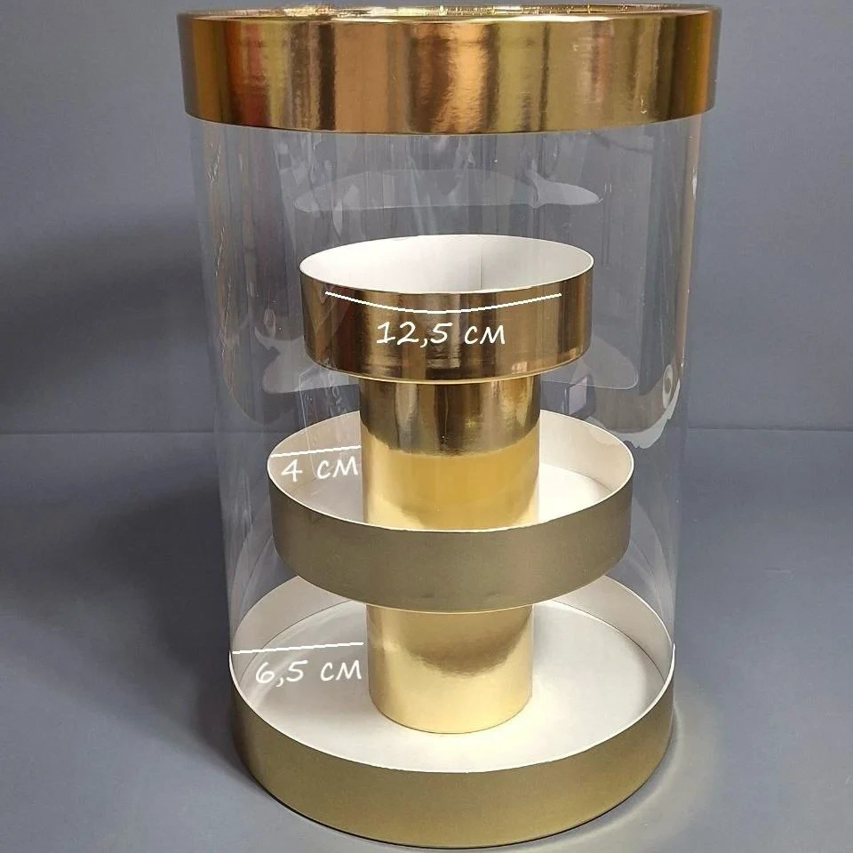 Коробка Box.kz акватубус 3 яруса 30х21см золотистая 