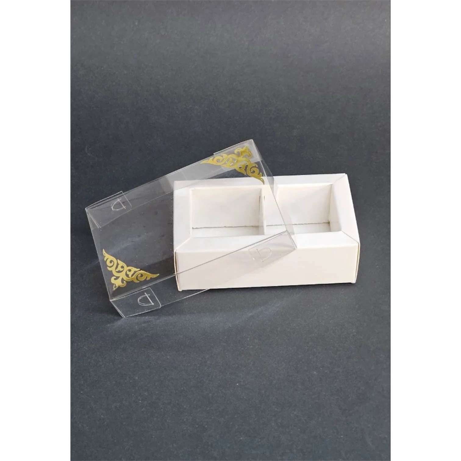 Коробка Box.kz с тиснением 2 ячейки 10х6х3 см 5 шт белая 