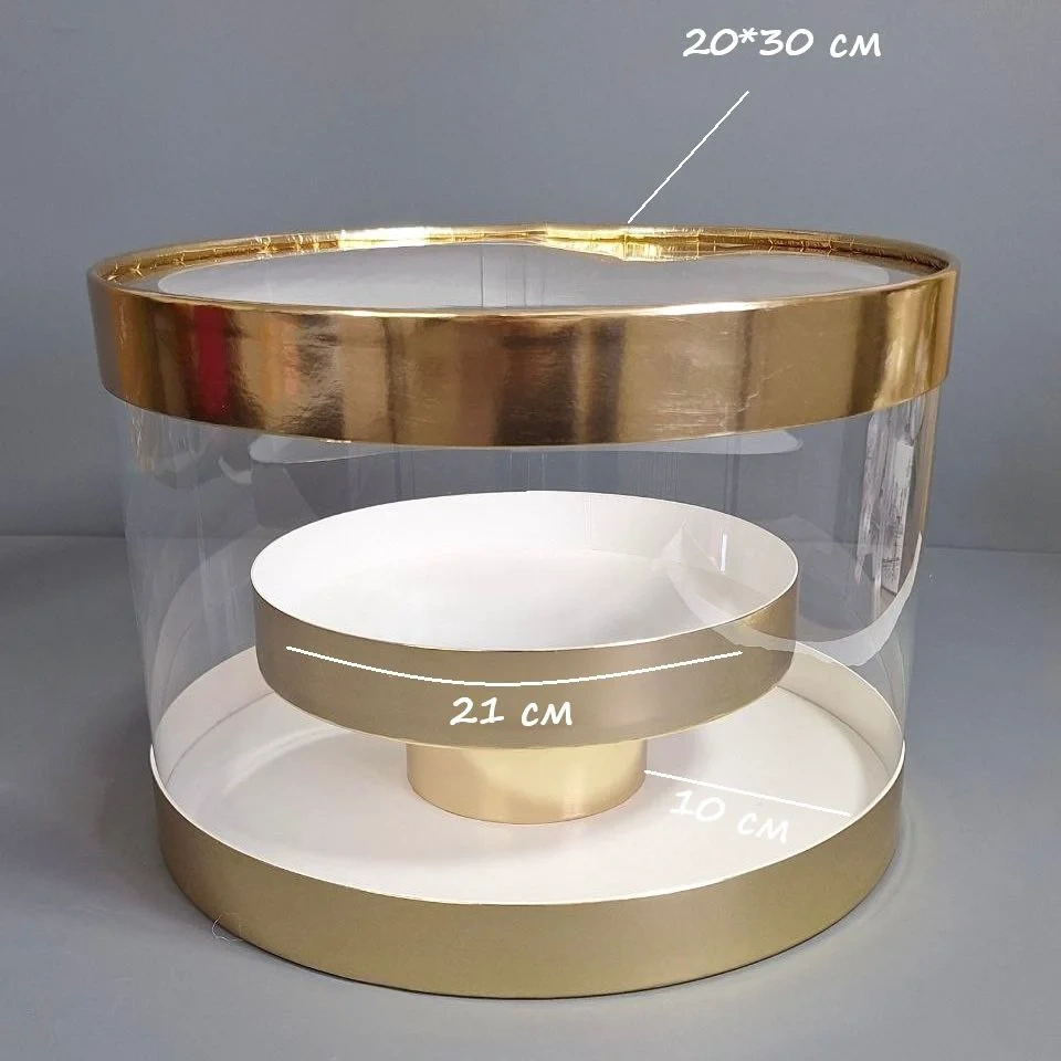 Коробка Box.kz аква-тубус 20х30 см 2 яруса золотая  - фото 3