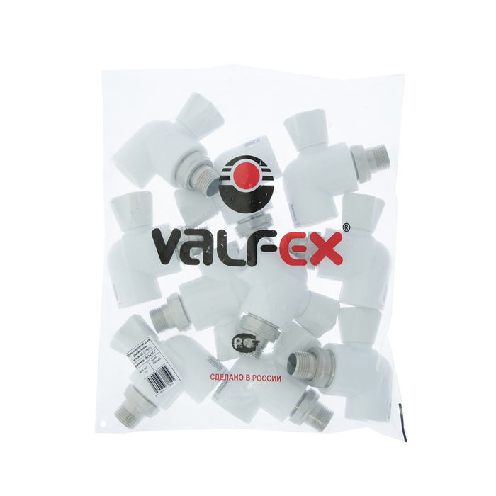 Кран шаровой для радиатора VALFEX, полипропиленовый, угловой, 25 х 1/2" 