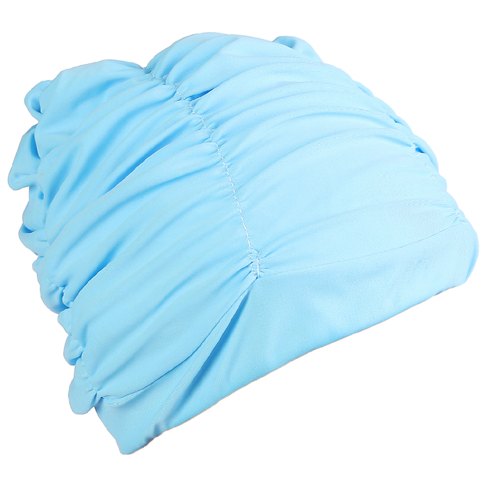 Шапочка для плавания объемная с подкладом, лайкра, цвет голубой 