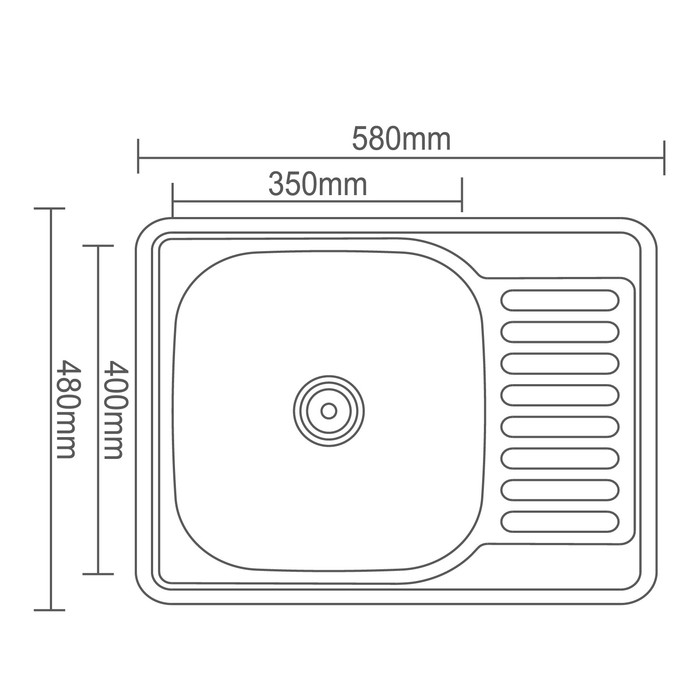 Мойка кухонная Accoona AB4858-L, накладная, левая, толщина 0.6 мм, 580х480х165 мм, глянец 