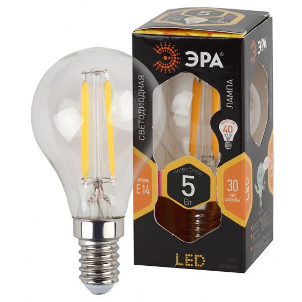 Лампа светодиодная ЭРА F-LED Р45-5w-827-E14